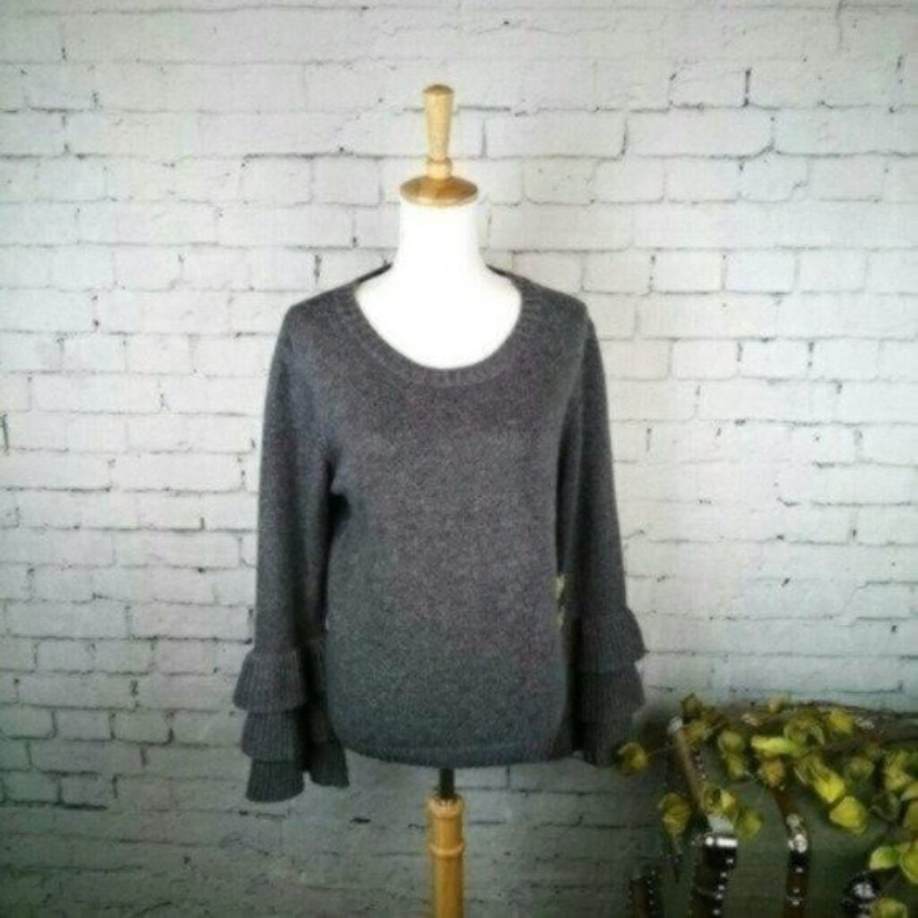 Clich Petite Bell Sleeved Sweater Gray Size Xl Petite